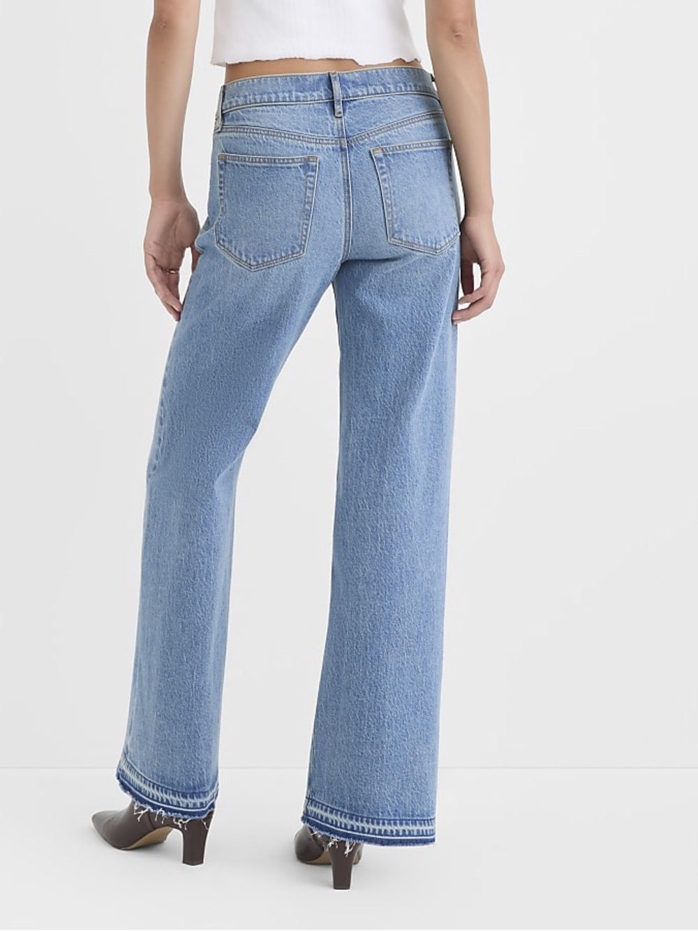 LOFT Rivete Let Down Hem Low Rise Wide Leg Jeans - Picture 3 of 7